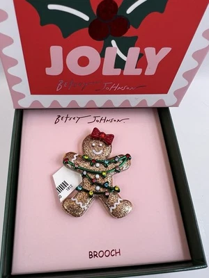 Broche Betsey Johnson Pan de Jengibre Niña Navidad Prendedor Divertido Esmalte Joyería Foto 1 de 4