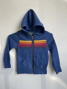 Aviator Nation Blue Rainbow Striped Youth Kids Hoodie Size 4 - Picture 1 of 9