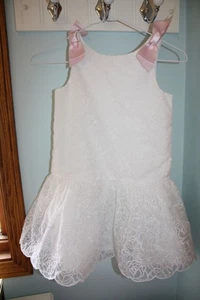 JANIE AND JACK Sz 6 ENCHANTED GARDEN White Floral Organza Special Occasion Dress - Picture 1 of 6