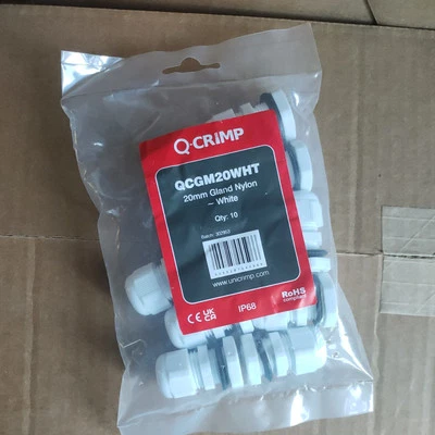 Q-Crimp 10 pcs IP68 cable tightening gland nylon M20 White 20mm - Image 1 of 2
