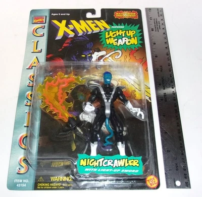 1996 NIGHTCRAWLER * ToyBiz Action Figure * W/ Sword * Marvel X-MEN Silver Black - Image 1 of 4