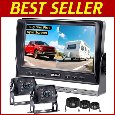Dual RV Backup Camera System: 7" Split Screen Monitor Kit - Image 1 of 4