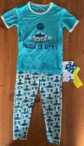 Conjunto de Pijama Pantalones Kickee Manga Corta Extraterrestres Platillos Voladores Bambú Talla 6 Nuevo con Etiquetas - Imagen 1 de 2