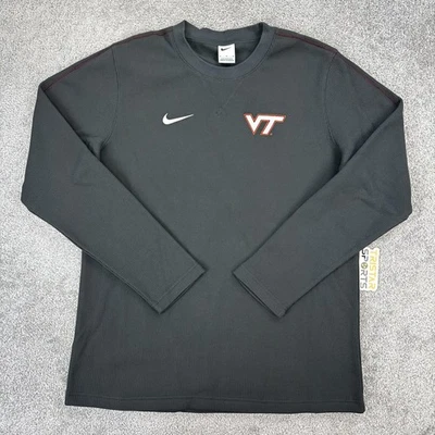 Virginia Tech Hokies Shirt Mens Medium Gray Nike Thermal Crewneck PE Team Issue - Image 1 of 4