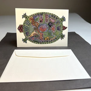 TURTLE-Doodle von Cherokee Künstlerin Sue Coccia - Neu 6" x 4" Kunstkarte - Bild 1 von 6