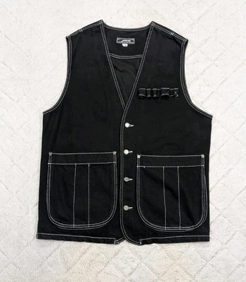 Chaleco Chaqueta De Colección JNCO Para Hombres M Negro Denim Ropa de Calle Patinador Suelto Años 90 Utilidad  Foto 1 de 4