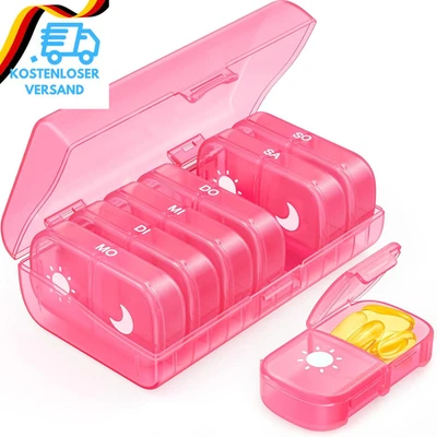 BESUCHE DEN AUVON-STORE AUVON Tablettenbox 7 Tage Morgens Abends, Pillendose 7 Tage 2 Fächer, Handlicher