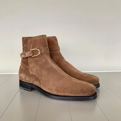Ralph Lauren Púrpura Etiqueta Welington Equipaje Marrón Gamuza Piel de becerro Botas 8 E Foto 1 de 4