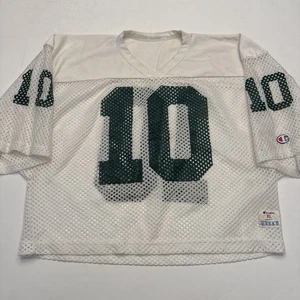 Camiseta de fútbol vintage de malla blanca y verde recortada campeón años 80 talla XL hecha en EE. UU. - Imagen 1 de 8