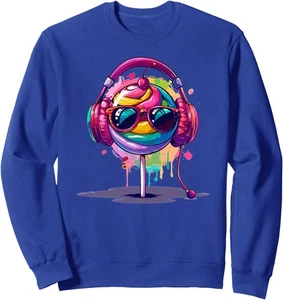 Cute Lollipop With Sunglasses Lover Candys Happy Unisex Crewneck Sweatshirt - Picture 1 of 4