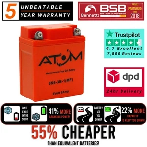 6N6-3B-1 Atom Gel Motorradbatterie für Yamaha XT 500 76-80 - Bild 1 von 15