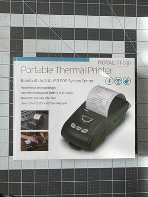 Royal PT-300 Portable Thermal Printer - Monochrome Bluetooth Wifi USB - New - Image 1 of 4