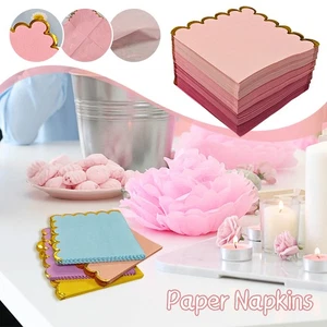 100pcs Paper Napkins Gold Plated Party Table Dinner Tissue Tableware Tissues - Picture 1 of 14