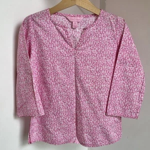 Lilly Pulitzer XS Girl’s Pink White Green Floral Print V Neck Tunic Cover Up - Picture 1 of 5