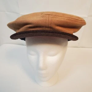 Cremieux Collection SZ L/XL Hat Flat Cap Cabbie Newsboy Viscose Wool Brown Lined - Picture 1 of 12