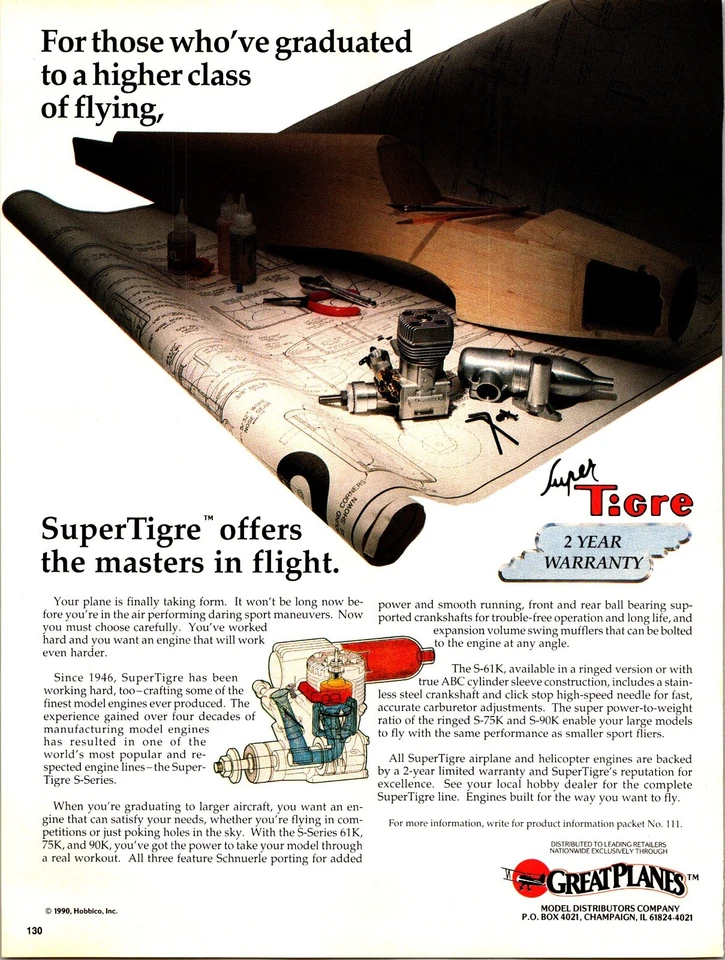 Super Tigre RC Engines Vintage Print Ad Wall Art Decor - Image 1 of 1