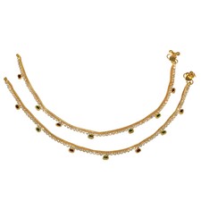 Jewelry Silverplated Barefoot Anklet Indian Multicolor Cz Ankle Chain Bracelet