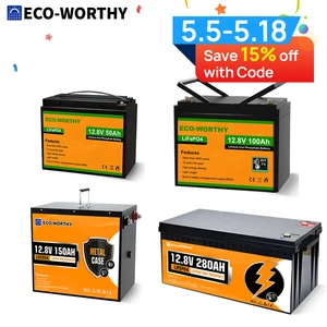 50AH 100AH 150AH 280AH 12V Deep cycle LiFePO4 Lithium Battery for RV Solar Home - Picture 1 of 53