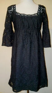 Laundry By Design Crochet Black Lace Overlay Square Neck Sz S Bell Sleeve Dress - Bild 1 von 20