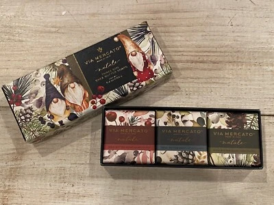 Made In ITALY Soap Via Mercato Natale Gift Set Three 50g Bars Soap Shea Butter — 第 1/4 张图片