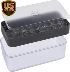 Ice Box Silicone Ice Cube Tray with Lid & Bin, Holds 96 Cubes, Easy Release, ... - Picture 1 of 1