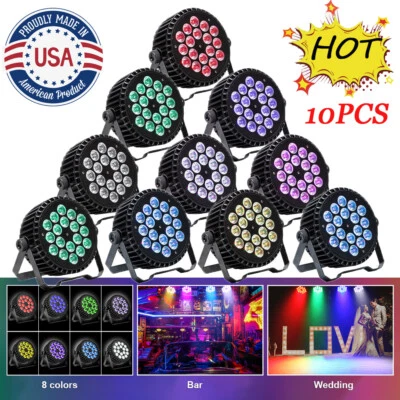 UKING 270W DMX RGBW LED 18 Par Stage Lights DJ Party Disco Show Lighting Easter - Image 1 of 4