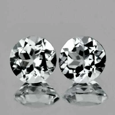 White Aquamarine Round 6.00 mm 2 pieces, Flawless-VVS,Natural Loose Gemstone - Image 1 of 2