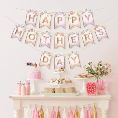 Feliz Día de la Madre Banner Floral Pasteles Vendedor de EE. UU. Foto 1 de 4