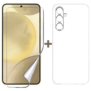 For Samsung Galaxy S24 Clear Back Case Cover and Soft Film Screen Protector - Picture 1 of 14