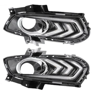 LED Front Bumper Fog Light  DRL Black Bezels Covers For 2013-2016 Ford Fusion - Picture 1 of 16