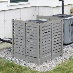 3-Panel Outdoor Air Conditioner Fence 3-Section Wooden Privacy Screen 32" x 38" - Picture 1 of 39