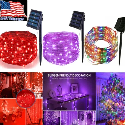 Outdoor Solar String Lights LED Waterproof Copper Wire Fairy Garden Party Decor - Image 1 of 4