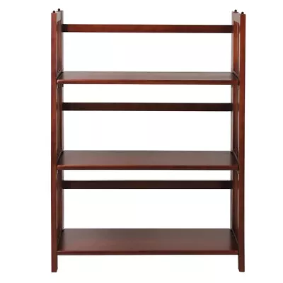 3-Shelf Folding Stackable Bookcase 27.5" Wide-Walnut - Image 1 of 4