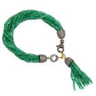 102.75ct Emerald Beads Multi Strands Bracelet 925 Starling Silver