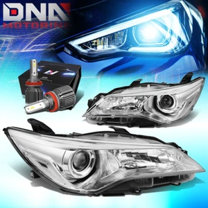 FOR 2015-2017 TOYOTA CAMRY PROJECTOR HEADLIGHT LAMPS W/LED KIT+COOL FAN CHROME - Picture 1 of 12