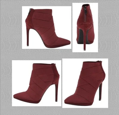 JESSICA SIMPSON Bootie Heeled Boots ELASTIC BAND Stiletto Platform Oxblood Red 7 - Image 1 of 4