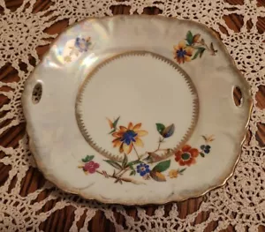 ¡PLATO/TAZÓN FLORAL PERLADO CON MANGO DE SILESIA K. S. T.! CIRCA 1915-1938 - Imagen 1 de 9