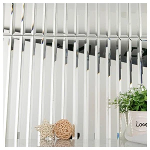 Peel and Stick Mirror Strip Tile, 1.2 x 12 Inches Mirror Tiles for Kitchen Ba... - Picture 1 of 6