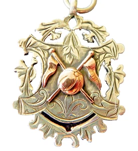 Antiguo Reloj Eduardiano Plata Esterlina Oro Rosa Llavero Premios Medalla 1904 Dije - Imagen 1 de 8