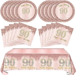 41PCS Women 90th Birthday Party Decorations Supplies Rose Gold Ninety Year Ol... - Picture 1 of 2