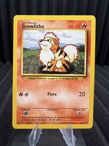 Growlithe 28/102 - Base Set Unlimited Edition - WOTC Pokemon LP - Imagen 1 de 2