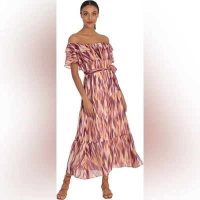 Новый с Ярлыками Donna Morgan с плеча ярусный подол midi платье размер 14 - Изображение 1 из 2