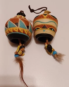 Ornamento ceramica vasi/campanelle dipinti a mano incisi a mano nativi americani - Foto 1 di 4