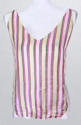 J Brand Neon Stripe Women’s Camisole Tank Top Medium Pink Yellow White  - Image 1 of 4