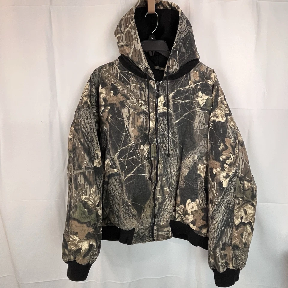 VTG Ozark Trail Hunting Jacket Men's XL Mossy Oak Camo Fleece Poly Lined Cuffed - Image 1 of 4