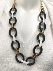 Kate Spade "Anchors Away" Chunky Blue White Enamel Chainlink Statement Necklace - Picture 1 of 11