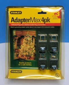4 Pack - Stanley Adaptermax 3 Prong To 2 Prong Grounding Outlets. - Picture 1 of 6