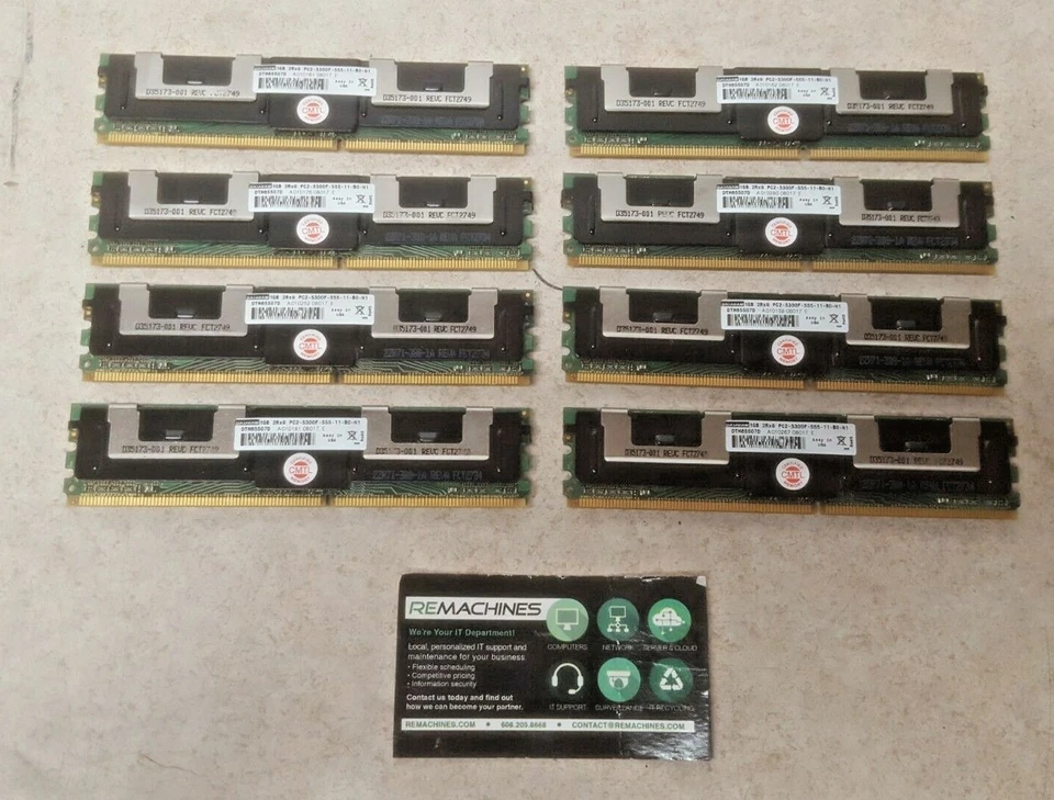 Kit of 8 DataRam 1GB PC2-5300 DDR2-667MHz ECC Reg Memory Module DTM65507G FS! - Image 1 of 3