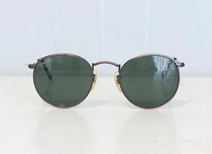 100 % AUTHENTISCHE VINTAGE RAY BAN USA B&L GUNMETAL RUND W1576 METALL SONNENBRILLE SELTEN AUS ALTEM NOSBESTAND - Bild 1 von 8