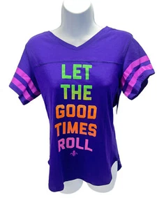 Karneval T-Shirt Mädchen S lila bunt Print Let the Good Times Roll - Bild 1 von 5
